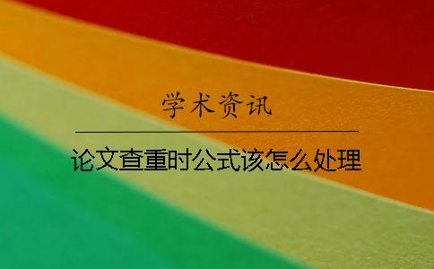 论文查重时公式该怎么处理？