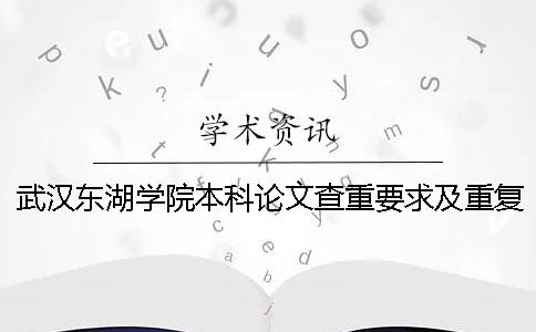 武汉东湖学院本科论文查重要求及重复率