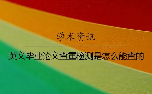 英文毕业论文查重检测是怎么能查的